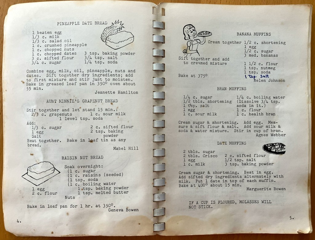 page 4 and 5 of the Chebauge Island Cook Book from 1916.