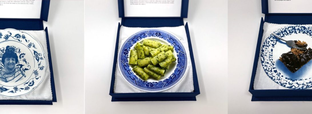 3 of 8 plates from Women of Windy Hill featuring Barbara, Pesto, and Chocolate Cake.